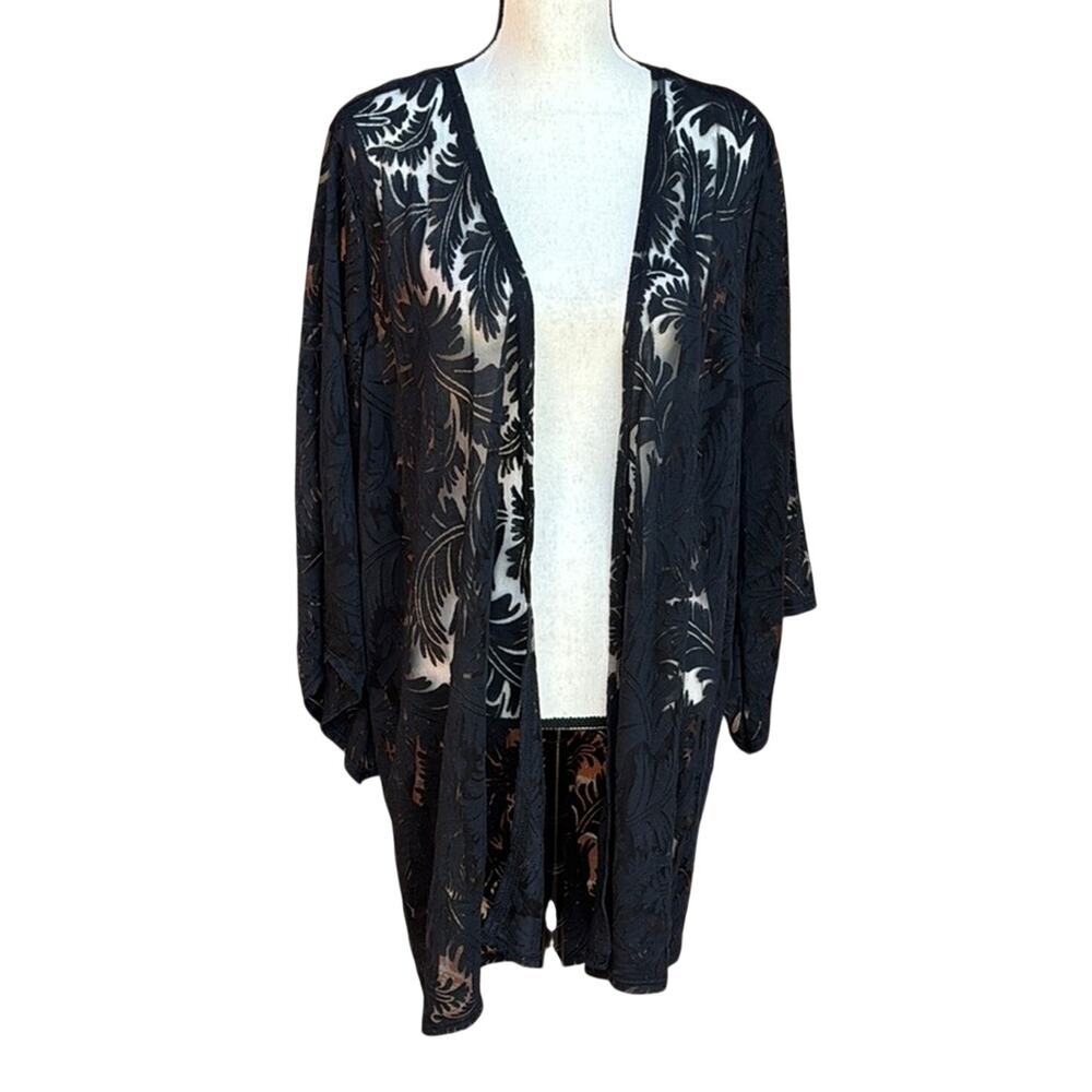 Siren Lily Maternity Black Boho Lace Duster Kimono - Women’s Plus Size 2X / 2XL